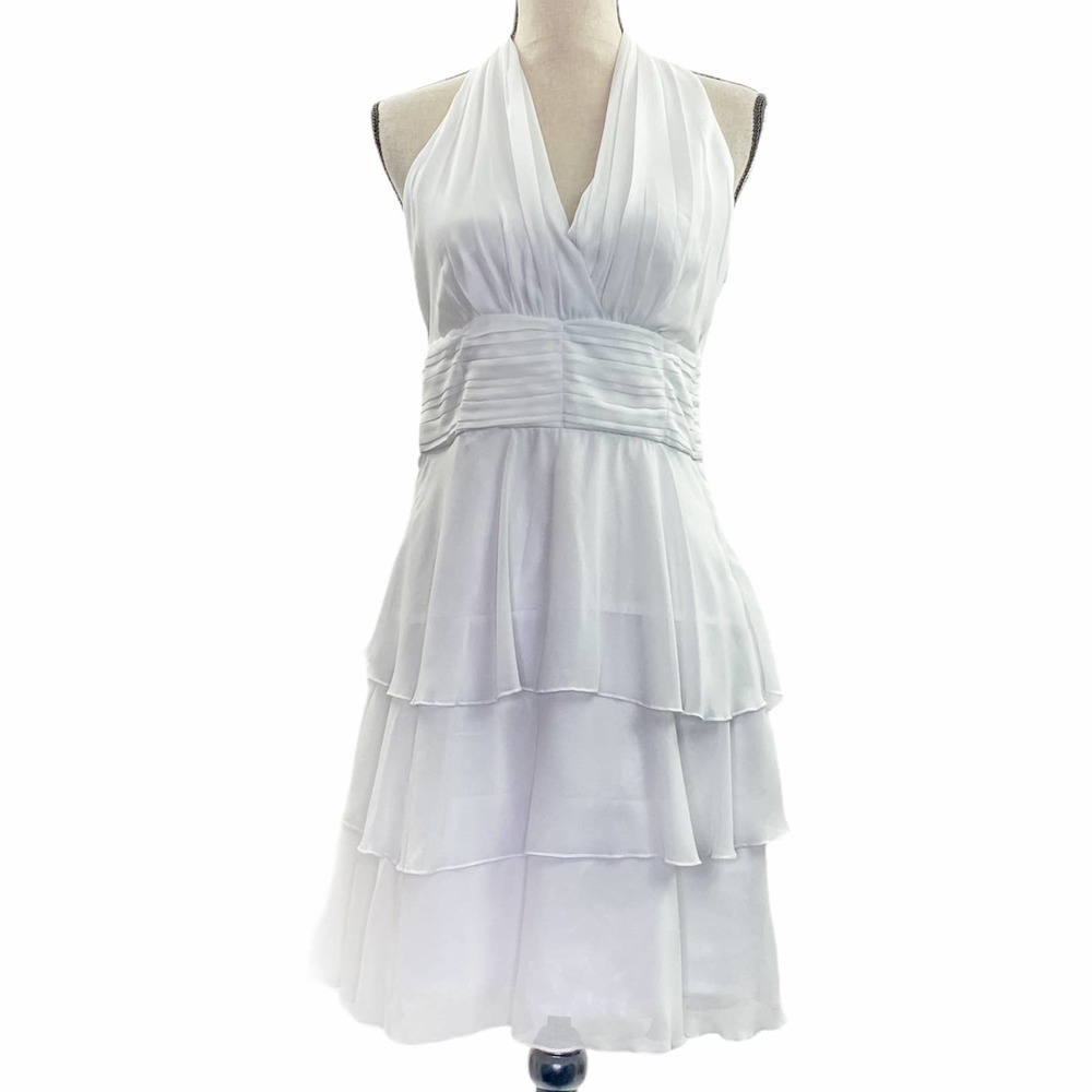 FELINE White Ruffled Halter Fit & Flare Dress - Picture 2 of 12